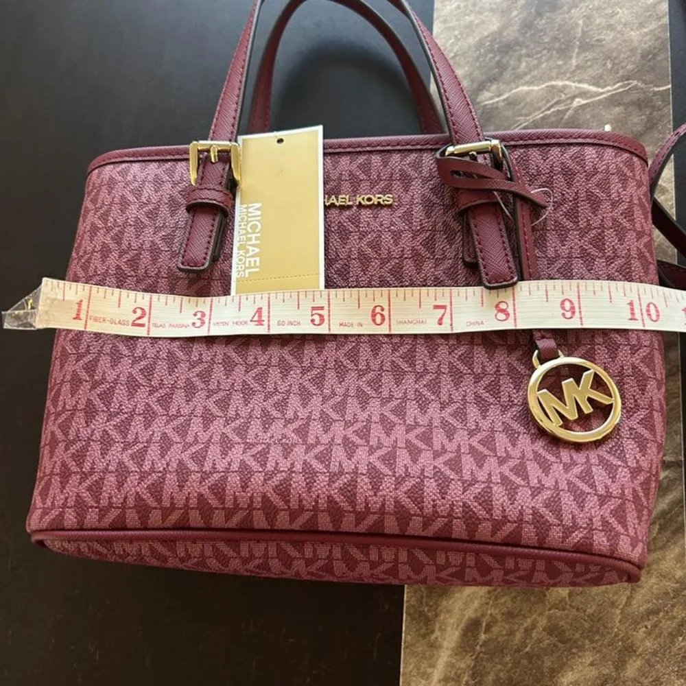 Michael Kors Red Tote with MK Logo and Leather Handles - Picture 9 of 12